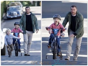 Liev Schreiber takes his son Sasha Bike riding in LA