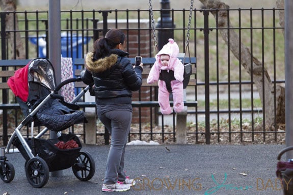 Drew Barrymore's baby Olive spends the afternoon with the nanny in New York City