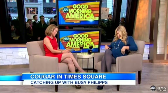 Pregnant Busy Philipps being interviewed on Good Morning America
