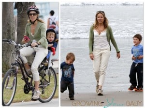 Sheryl Crow At The Beach With Her Boys Wyatt and Levi
