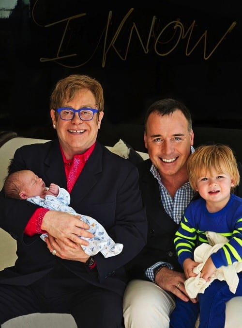 Sir Elton John and David Furnish with their sons Zach and Elijah