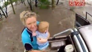 Toddler rescue from floods Australia