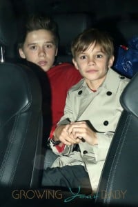 David Beckham takes sons Brooklyn, Romeo and Cruz, for dinner with Tana Ramsay and her children at Tamarind restaurant in London