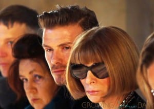 David Beckham and Anna Wintour attend Victoria Beckham's Fall 2013 fashion show during New York Fashion Week