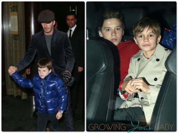 David Beckham with his son Cruz, Romeo and Brooklyn in London