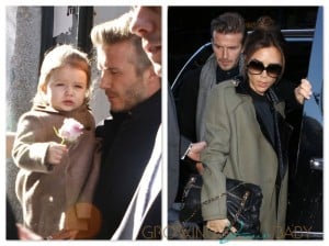 David and Victoria Beckham in NYC with daughter Harper