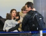 Jason Bateman, wife Amanda, and daughters Francesa and Maple at JFK Airport in NYC