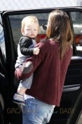 Jennifer Garner takes her children Seraphina and Samuel, with the help of a nanny, to Jenny Bec's toy shop in Los Angeles