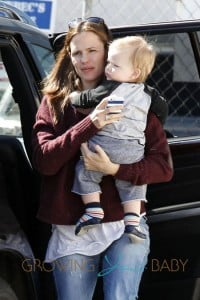 Jennifer Garner takes her children Seraphina and Samuel, with the help of a nanny, to Jenny Bec's toy shop in Los Angeles