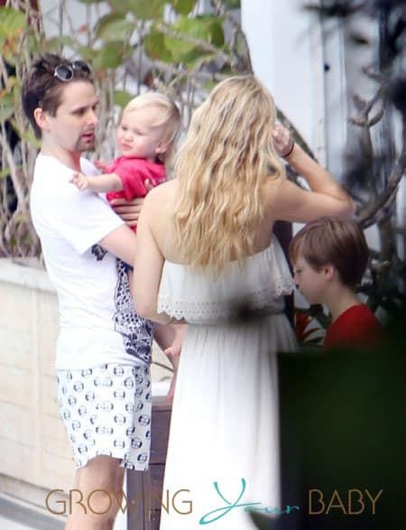 Actress Kate Hudson and fiance Muse singer Matthew Bellamy are spotted with their kids Ryder and Bingham while on holiday in on Miami