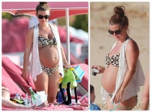 Pregnant Coleen Rooney at the beach in Barbados with son Kai