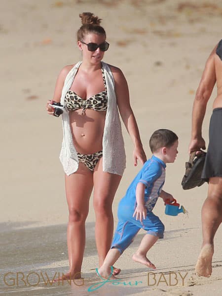 Coleen Rooney Hangs Out On The Beach With Son Kai