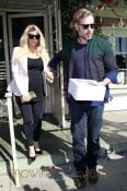 A pregnant Jessica Simpson and fiance Eric Johnson are seen leaving The Ivy in Santa Monica after having a Valentine's lunch date