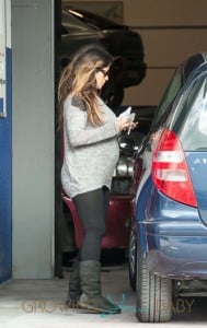 **EXCLUSIVE** Spanish actress & model Monica Cruz displays  her baby bump whilst taking her two dogs for a walk before picking up her car from the local garage in Madrid