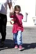 Jennifer Garner takes her children Seraphina and Samuel, with the help of a nanny, to Jenny Bec's toy shop in Los Angeles