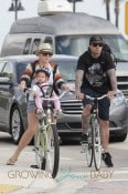 Pink and her husband Carey Hart take their daughter Willow for a bicycle ride in Fort Lauderdale, FL