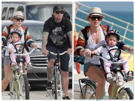 Singer Pink and Carey Hart bike with daughter Willow in Florida