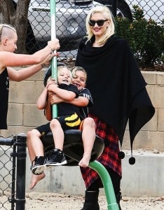 Gwen Stefani watches her boys Kingston and Zuma play at the park