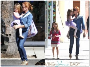 Isla Fisher with daughters Elula and Olive Cohen
