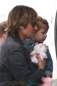 **EXCLUSIVE** Keith Urban and his daughters Sunday Rose and Faith Margaret are seen boarding a private plane at Van Nuys Airport in Los Angeles