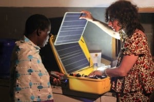 Laura Stachel with the solar suitcase