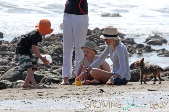 Naomi Watts seen with family and some friends at the beach in Los Angeles