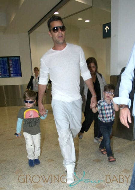 Ricky Martin Arrives At Sydney Airport With Sons Matteo & Valentino