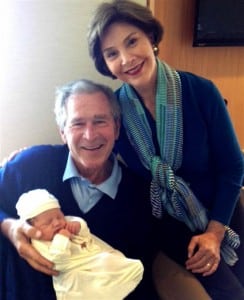 George and Laura Bush with their granddaughter Margaret