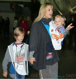 Kate Hudson at JFK with her sons Ryder and Bingham