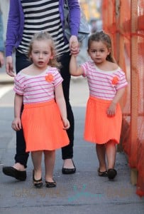 Sarah Jessica Parker's twins Tabitha and Loretta Broderick seen out and about in the West Village in New York