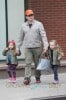 Matthew Broderick walking his twin daughters Tabitha and Marion to school in New York City