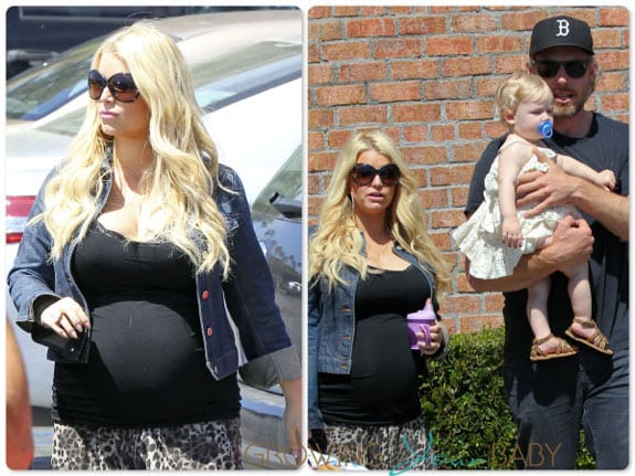 Pregnant Jessica Simpson and Eric Johnson with their daughter Maxwell