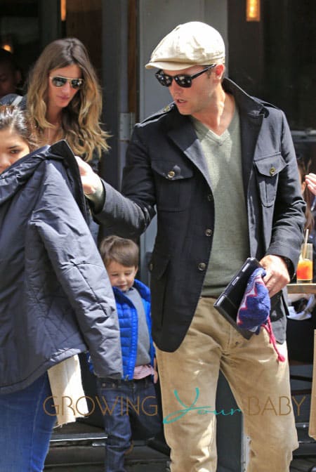 Gisele Bundchen and Tom Brady bring their kids Benjamin and baby daughter Vivian to Extra Virgin restaurant in New York City