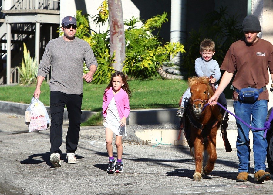 Ben Affleck at the farmer's market with kids Seraphina and Sam