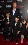 Kevin Costner with kids Grace Avery, Hayes and Cayden Costner at McFarland USA Premiere