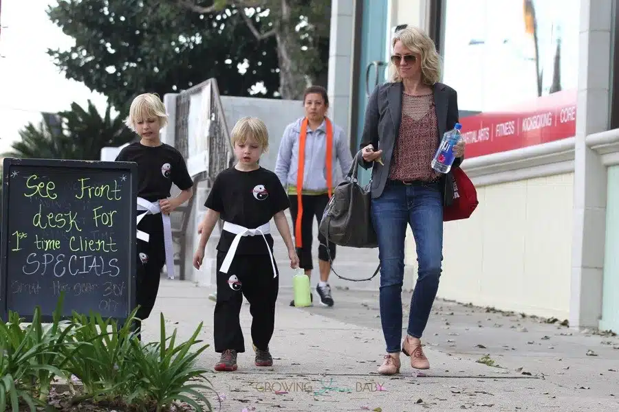 Naomi Watts picks up her sons Sammy and Sasha at Karate