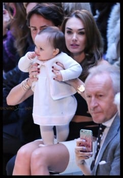 Tamara Ecclestone and her baby on the front row at the Julien Macdonald show at London Fashion Week A/W 15-Day two