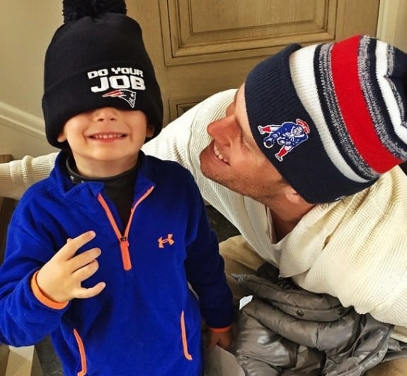 Tom Brady getting ready for Duck Boat Parade with son Benjamin