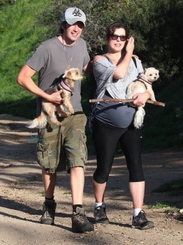 A Very Pregnant Milla Jovovich Hikes The Hills With Her Pups