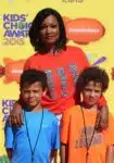 Garcelle Beauvais with sons Jax and Jaid Nilon at the Nickelodeon Kid's Choice Awards