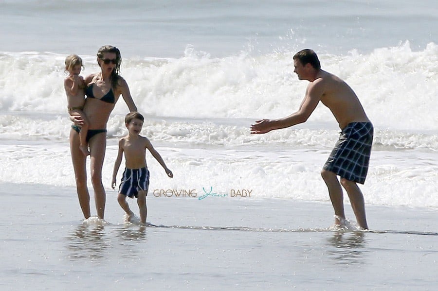 Gisele Bundchen and Tom Brady take a stroll on the beach in Costa Rica with their kids Ben & Vivian