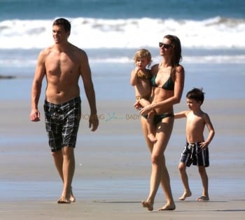 Gisele Bundchen and Tom Brady take a stroll on the beach in Costa Rica with their kids Ben and Vivian