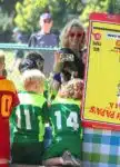 Gwen stefani and son Apollo at her boys soccer game