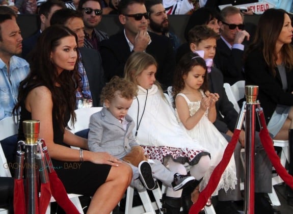 Kyla Weber Vaughn with kids Lochlyn Vernon at husband Vince's  Hands and Footprints Ceremony in Hollywood