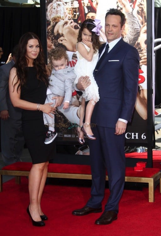 Kyla Weber and Vince Vaughn with kids Lochlyn Vernon at Vince's Hands and Footprints Ceremony in Hollywood