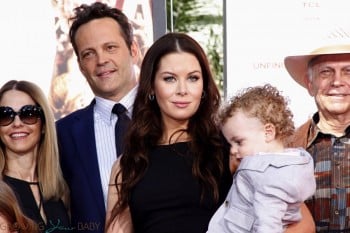 Kyla Weber and Vince Vaughn with son Vernon at Vince's Hands and Footprints Ceremony in Hollywood