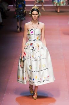 MFW Autumn:Winter 2015 - Dolce & Gabbana - Viva La Mamma - child's drawing dress 3