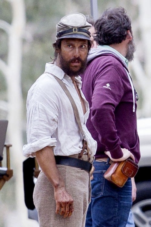 Matthew McConaughey is seen in character for his Civil War drama 'The Free State Of Jones' in New Orleans