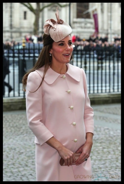 Pregnant Duchess of Cambridge Kate Middleton arrives at the annual Commonwealth Observance
