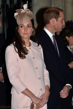 Pregnant Duchess of Cambridge Kate Middleton with Prince William at the annual Commonwealth Observance